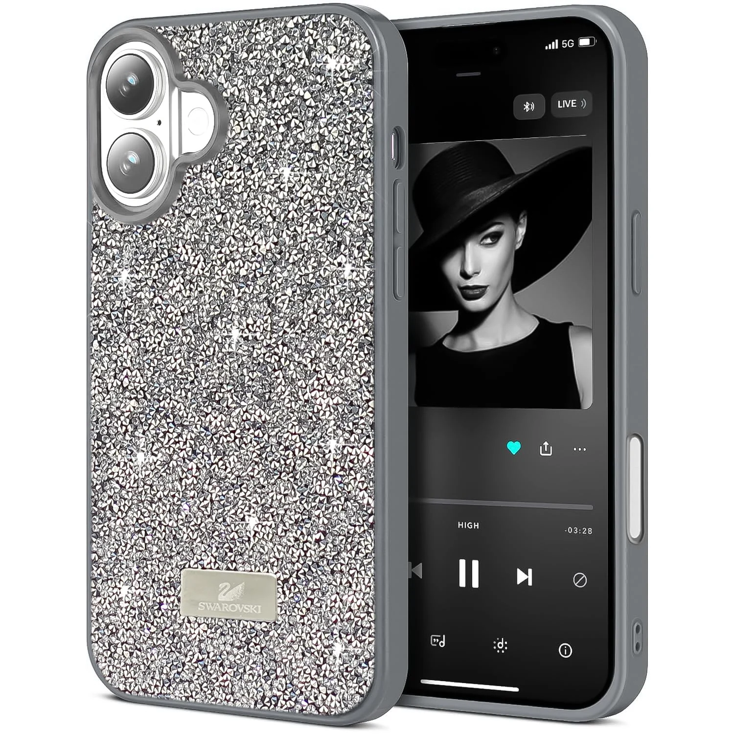 iPhone 16+ Plus 6.7-Inch Case Glitter / Sparkle Diamond Crystal Bling Case with Bling / Ultra Thin — DL3 Mobilak Glitter Protective Case for iPhone 16 + Plus 6.7-Inch, Supports wireless charging, Shock-absorbing protection, Scratch-resistant surface