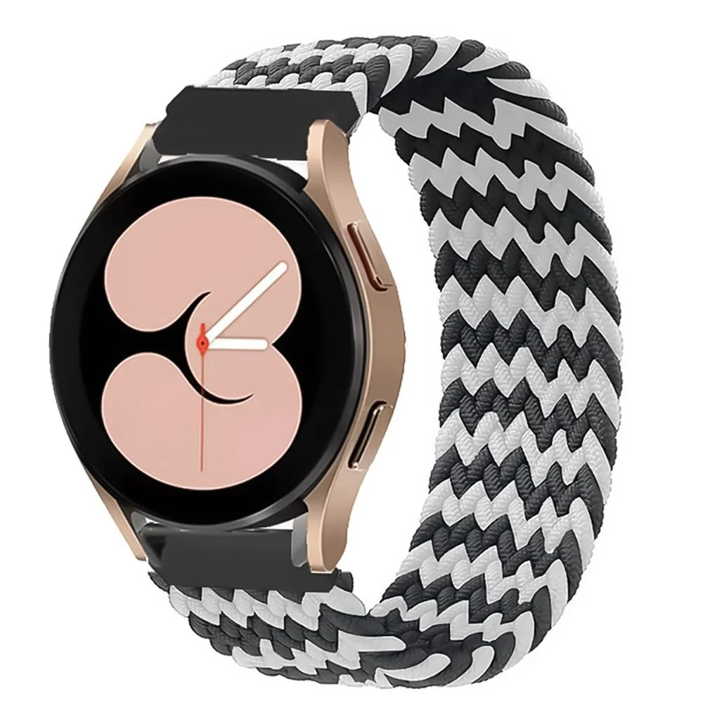 DL3 Mobilak Band 22MM Nylon Braided Solo Loop Strap For Samsung galaxy watch3 45mm/galaxy 46mm/Gear S3/Huawei watch GT3 46MM/GT2E/GT2 Pro/GT GT2 46MM/Amazfit GTR 2/2e/3/4 (Small) - White Black