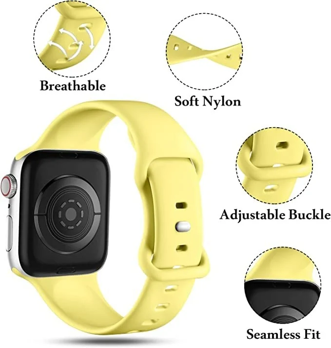 DL3 Mobilak Bands Compatible with Apple Watch Ultra 49mm 45mm 44mm 42mm 41mm 40mm 38mm, Replacement Soft Silicone Strap for iWatch Ultra/Ultra 2 Series 9/8/7/6/5/4/3/2/1 (42MM/44MM/45MM/49MM) - Yellow