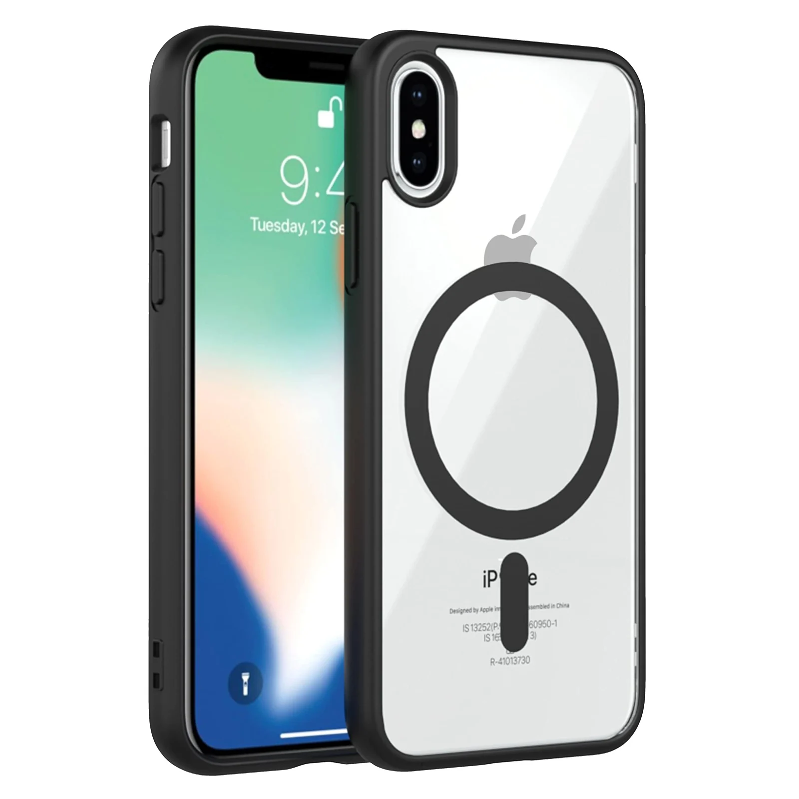 DL3 Mobilak Clear MagSafe-Compatible Magnetic Case for iPhone XS Max with Camera Protection and Shockproof Design - Black