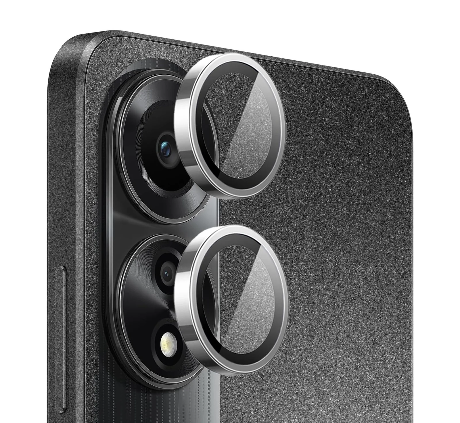 DL3 Mobilak Camera Lens Protector for OPPO A78 4G Accessories, 9H Tempered Glass Metal Individual Ring Camera Cover Screen Protector, Case Friendly, Anti Scratch - Silver