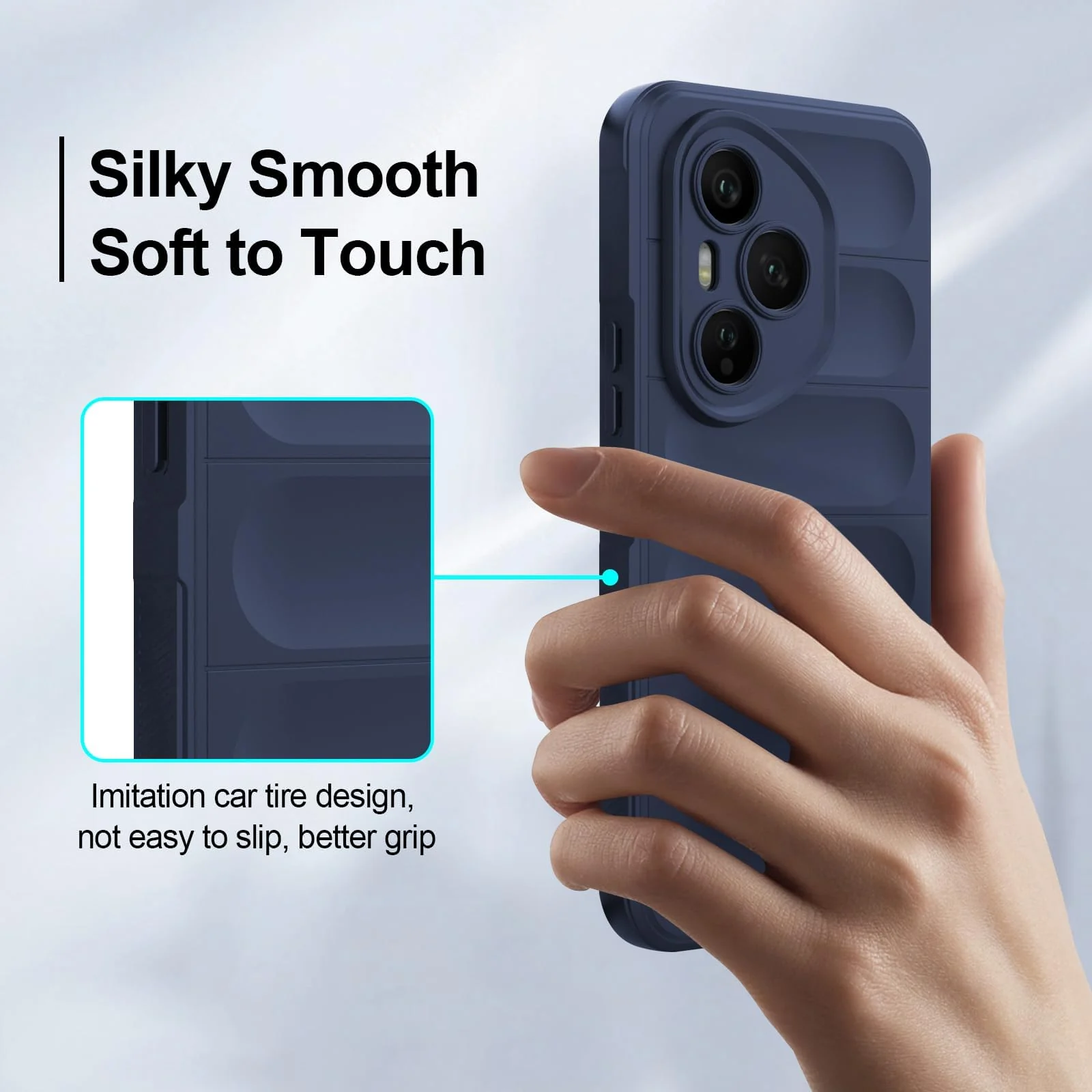 DL3 Mobilak Soft Silicone Protective Case for Honor 400 Pro 5G with Camera Protection and Shockproof Design - Blue