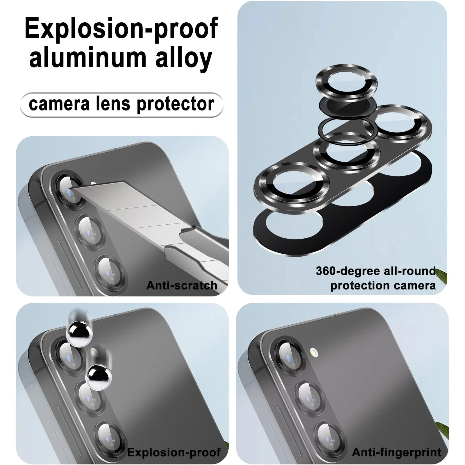 DL3 Mobilak Camera Lens Protector for Samsung Galaxy A17 5G/4G Accessories, 9H Tempered Glass Metal Individual Ring Camera Cover Screen Protector, Case Friendly, Anti Scratch - Black