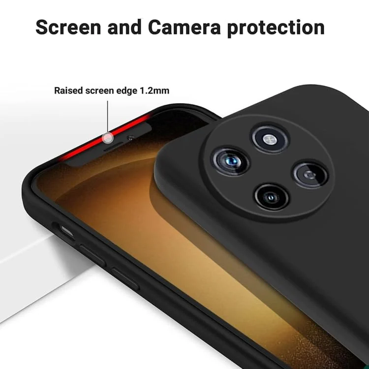 DL3 Mobilak Liquid Silicone Protective Case for realme 11 4G with Microfiber Lining and Shockproof Design - Black