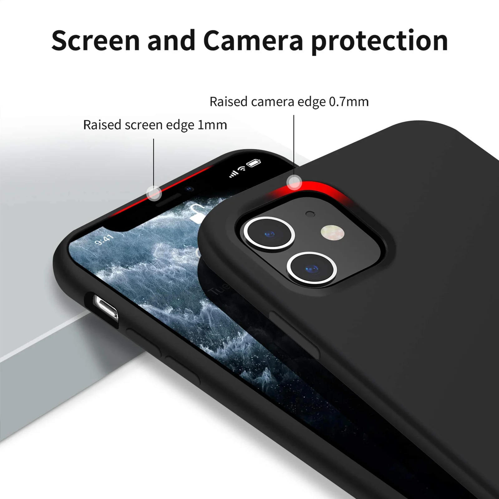 DL3 Mobilak Liquid Silicone Protective Case for iPhone 11 (6.1 Inch) with Camera Protection and Microfiber Lining - Black