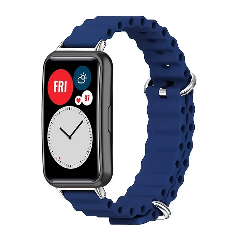 DL3 Mobilak Ocean Band for Huawei Watch Fit, Adjustable Silicone Stretchy Sport Strap Women Men Replacement Wristband for Watch Fit - Blue