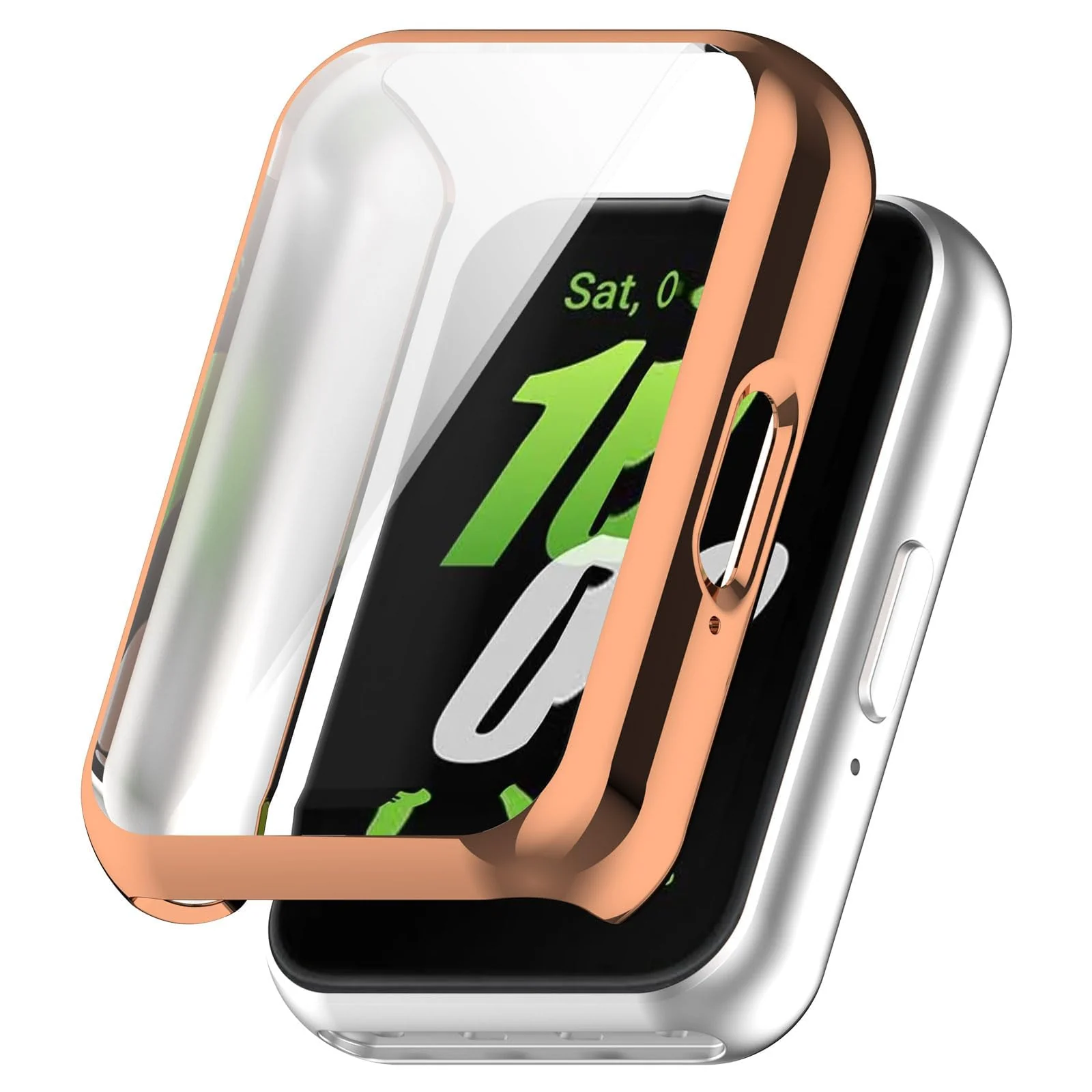 DL3 Mobilak Case Compatible with Samsung Galaxy Fit 3 Case All-Around with Built-in Screen Protector Watch Soft TPU Shockproof Cover Slim Guard Thin Bumper Shell Protector - Rose Gold