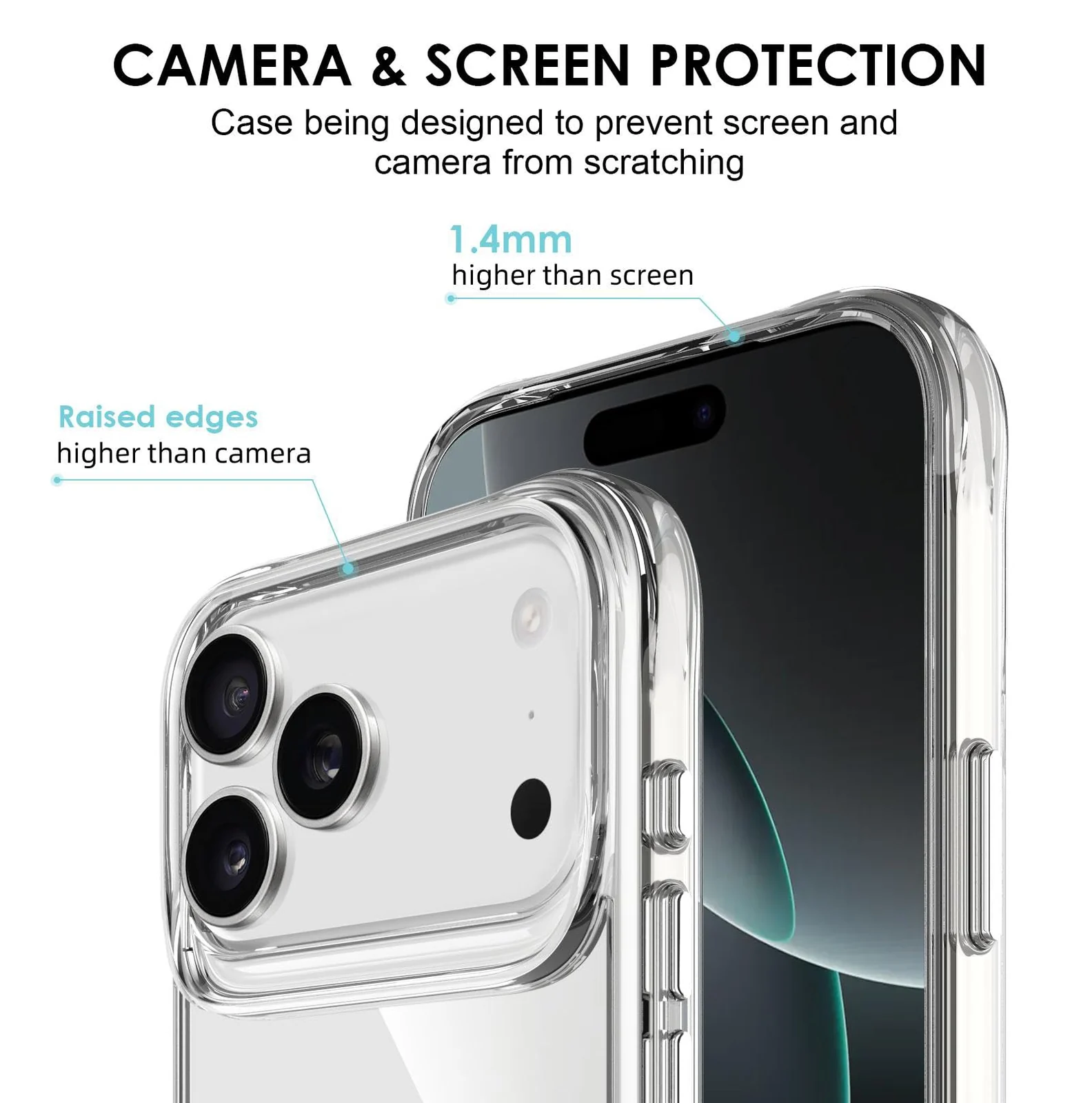 DL3 Mobilak Rugged Protective Case for iPhone 17 Pro 6.3-Inch, Supports wireless charging, Shock-absorbing protection, Non-slip grip - Clear