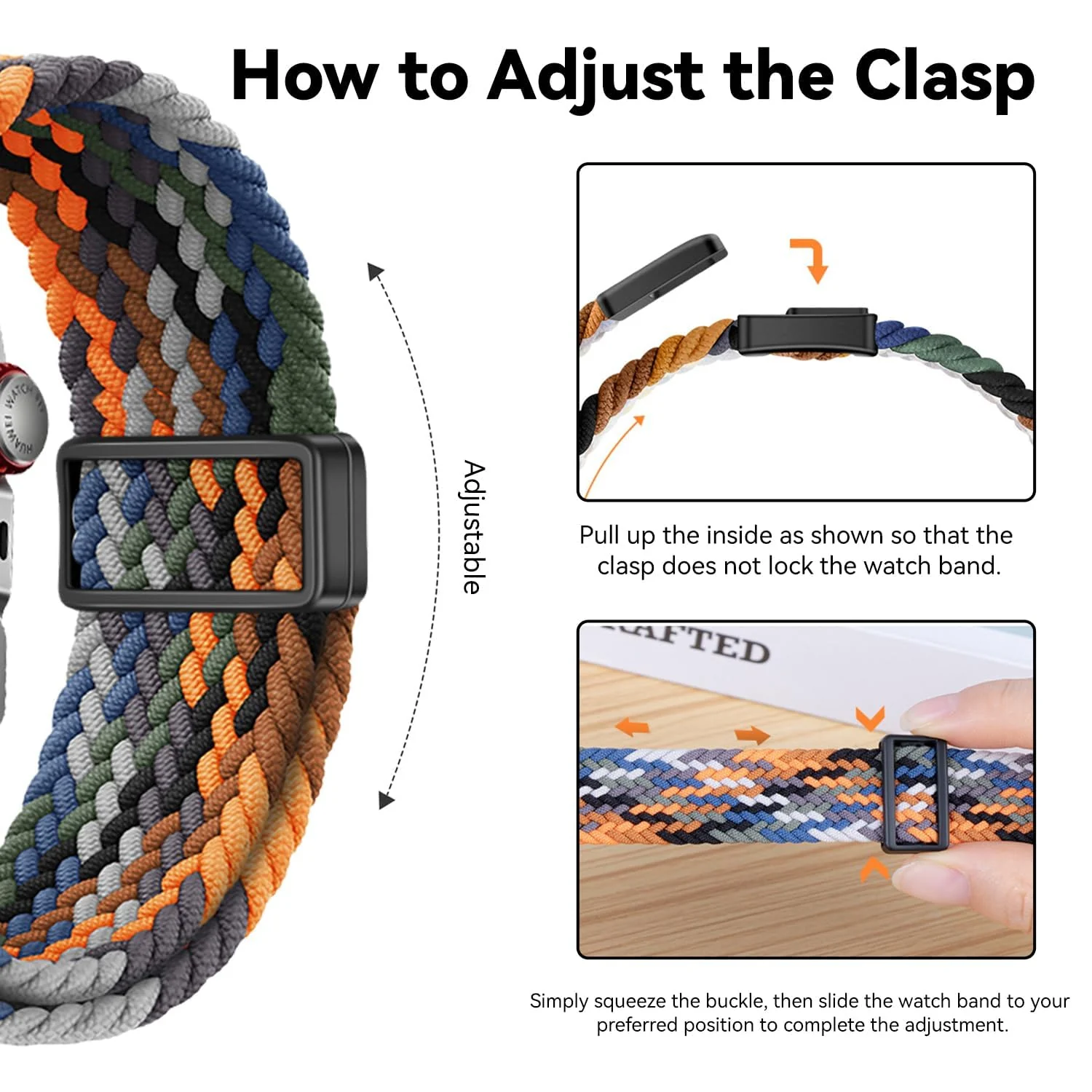 DL3 Mobilak Braided Strap for Huawei Watch Fit 4 / Fit 4 Pro/Fit 3 Bracelet, Quick Release Adjustable Nylon Sport Elastic Loop Band, Anti-Slip Magnetic Buckle Stretchy Nylon Strap - Blue