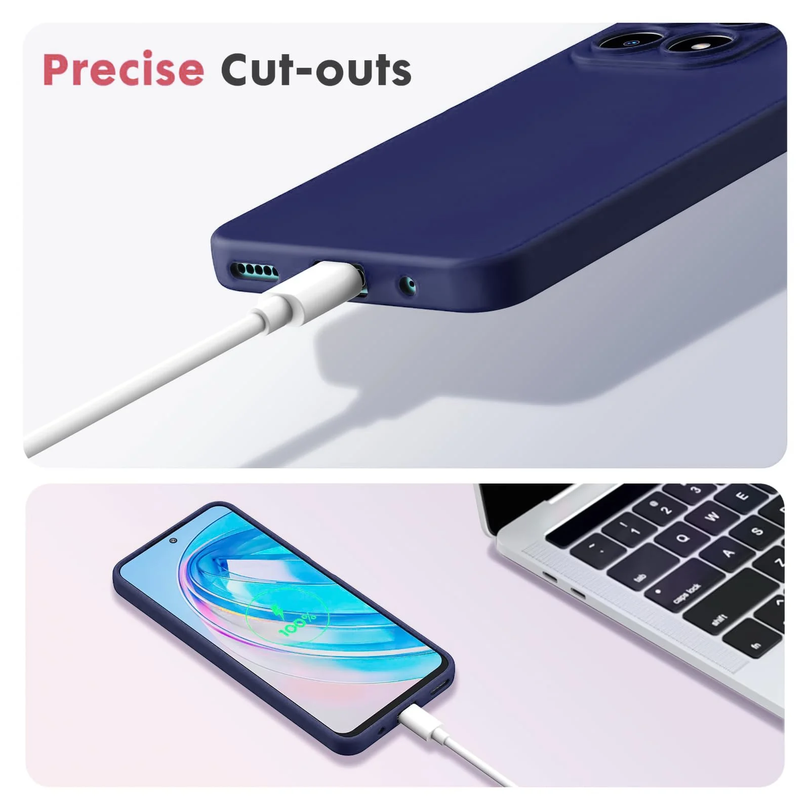 DL3 Mobilak Liquid Silicone Protective Case with Soft Microfiber Lining with Full Camera Protection for Honor X8A - Blue 2