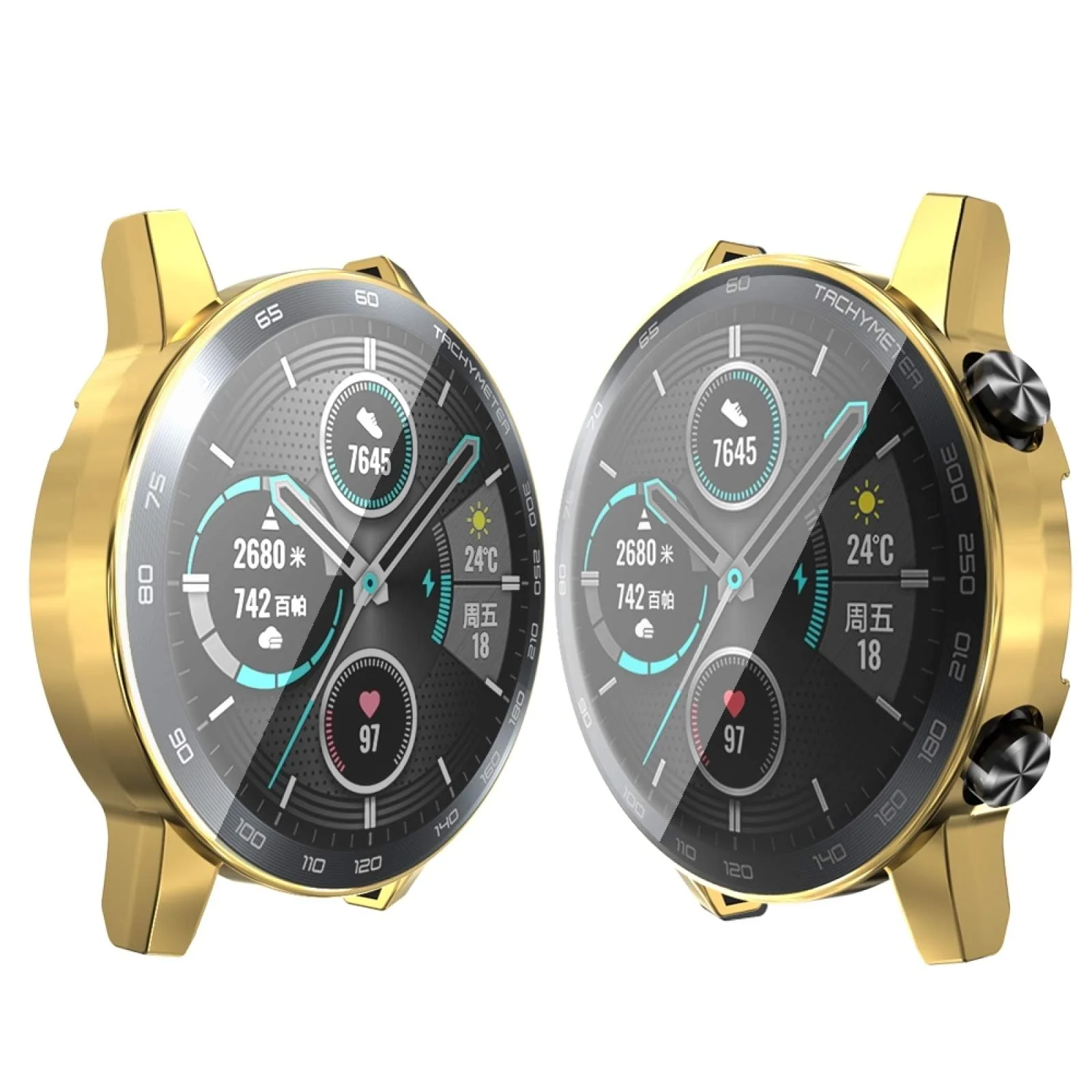 DL3 Mobilak Case Compatible with Honor Magic 2 46MM Case All-Around Screen Protector Watch Soft TPU Shockproof Cover Slim Guard Thin Bumper Shell Protector - Gold