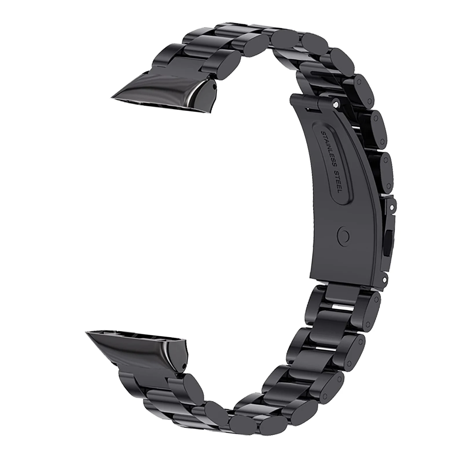 MOBIGON Stainless Steel Bracelet Strap with Double-Folding Clasp for Huawei Band 6 / HONOR Band 6 / HONOR Band 7, Black