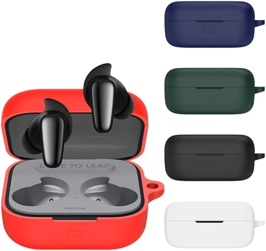 DL3 Mobilak Silicone Case Compatible with realme Buds Air 3S Earbuds, Soft Silicone Protective Case Cover, Shockproof Sleeve with Carabiner - Green