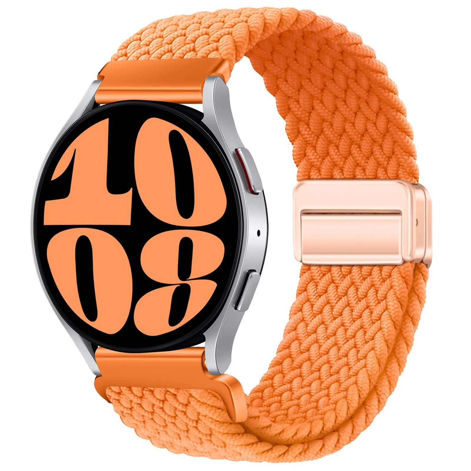 DL3 Mobilak 22mm Magnetic Band for Redmi Watch 5 Active/5 Lite/Samsung Galaxy Watch 3 45mm/Watch 46mm/Gear S3/Huawei watch GT6 GT5 46MM/GT2E/GT6 Pro/GT 5 Pro/Amazfit GTR 4/3, Stretchy Braided Nylon Sport Strap - Orange