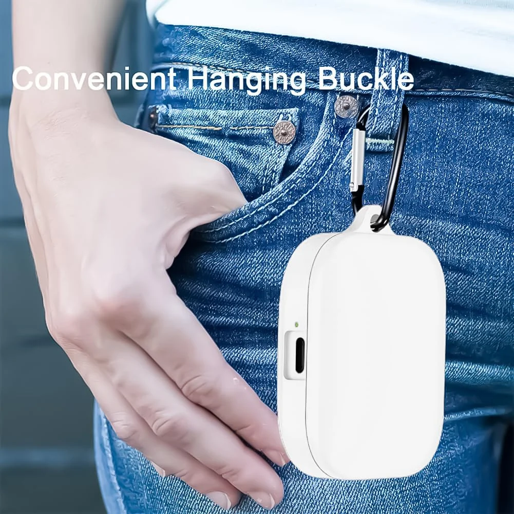 DL3 Mobilak Compatible with Xiaomi Redmi Buds 5 Case Cover, Soft Silicone Shockproof Protective Skin Case for Xiaomi Redmi Buds 5 Wireless Earbuds with Carabiner - White