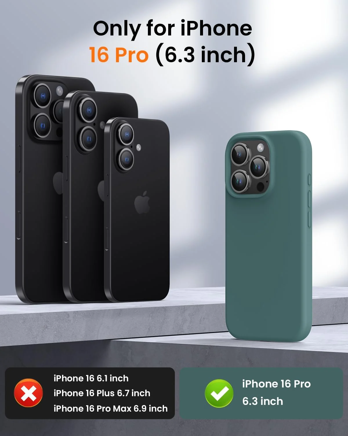 DL3 Mobilak Liquid Silicone Protective Case with Soft Microfiber Lining for iPhone 16 Pro - Pine Green