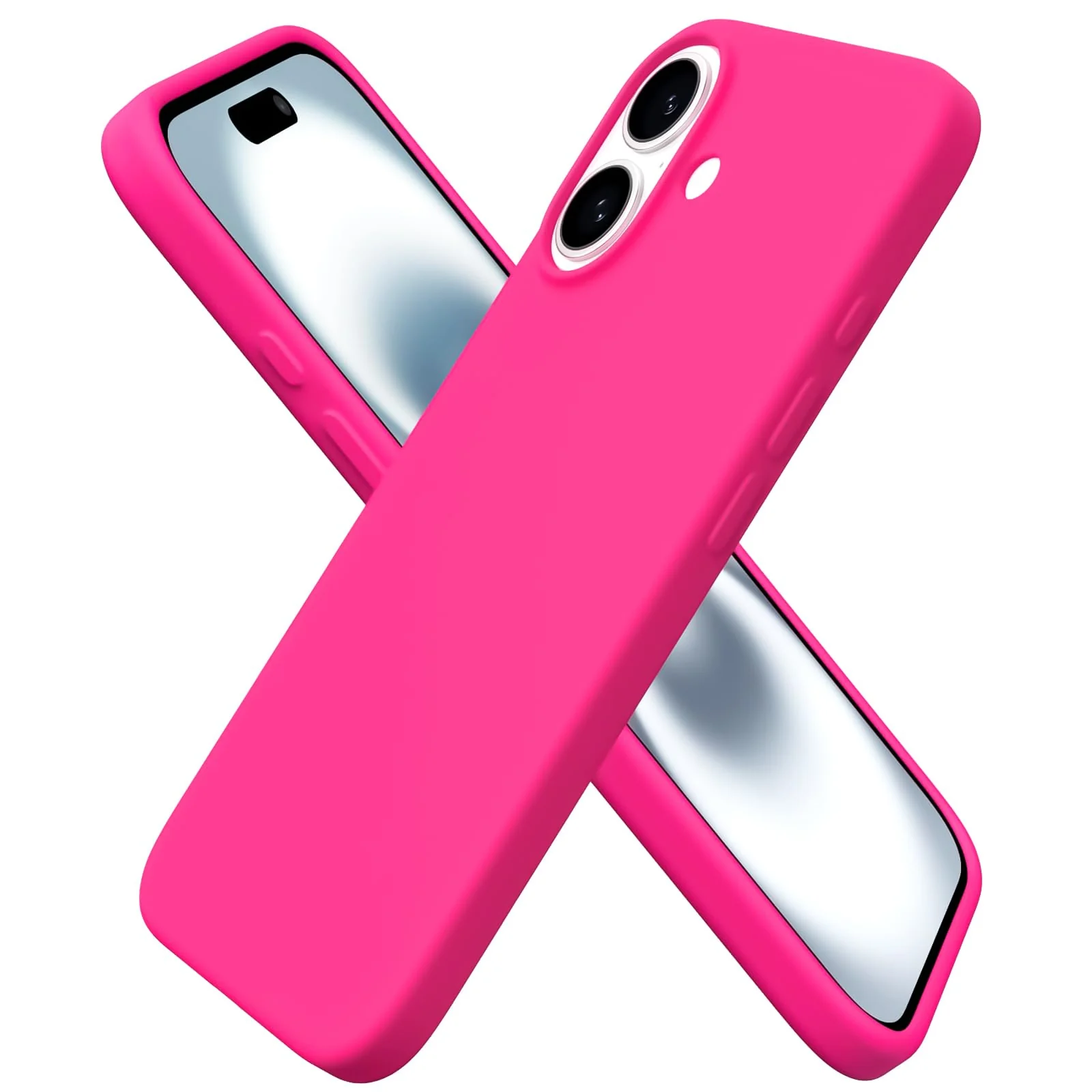 DL3 Mobilak Liquid Silicone Protective Case with Soft Microfiber Lining for iPhone 16 - Neon Pink