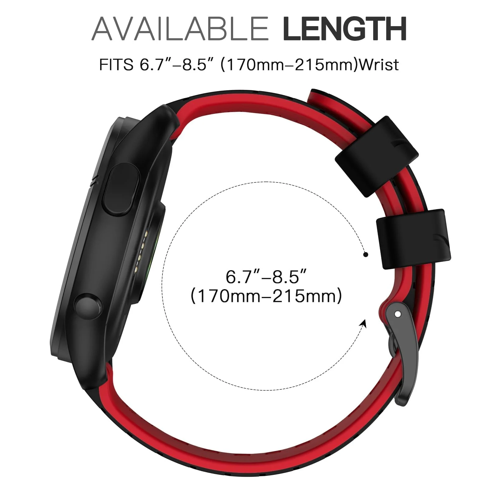 DL3 Mobilak Silicone Sport Band 22MM Strap For Xiaomi Redmi Watch 5 Active/5 Lite/Samsung Galaxy Watch 3 45mm/Watch 46mm/Gear S3/Huawei watch GT5 GT4 GT3 GT2 GT 46MM/GT2E/GT3 Pro/GT 5 Pro - Black/red