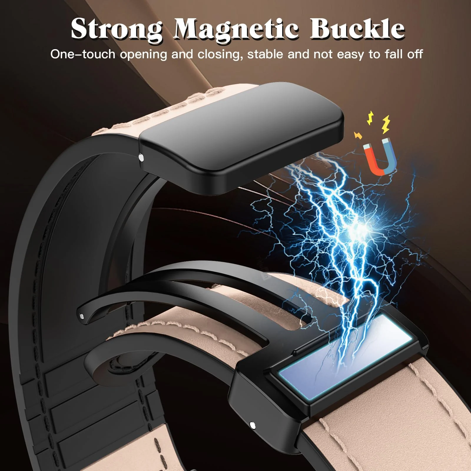 DL3 Mobilak Leather Bands Compatible with Apple Watch Band 49mm 45mm 44mm 42mm, Leather Magnetic Buckle Design Strap For iWatch Ultra Ultra 2 SE Series 9 8 7 6 5 4 3 2 1 Wristband For Men Women - Black