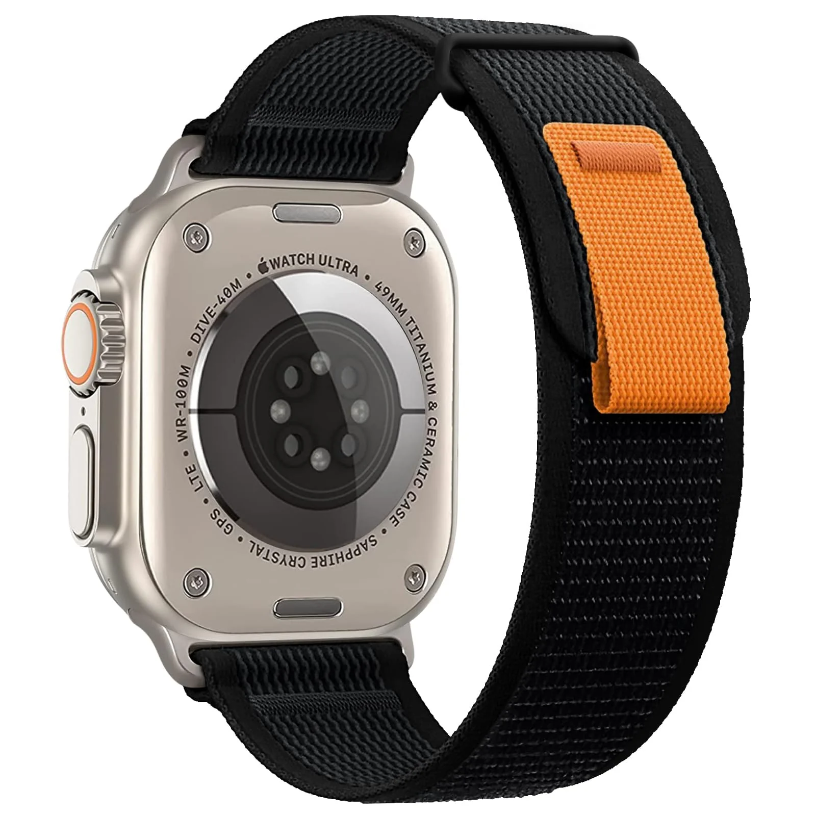 DL3 Mobilak Alpine Loop Nylon Strap Compatible with Apple Watch Band 38mm 40mm 41mm Men Women, Rugged Alpine Loop Nylon Sport Bands with Titanium C-Hook Stap for iWatch Series SE2 SE 9 8 7 6 5 4 3 2 1 - Trail Black