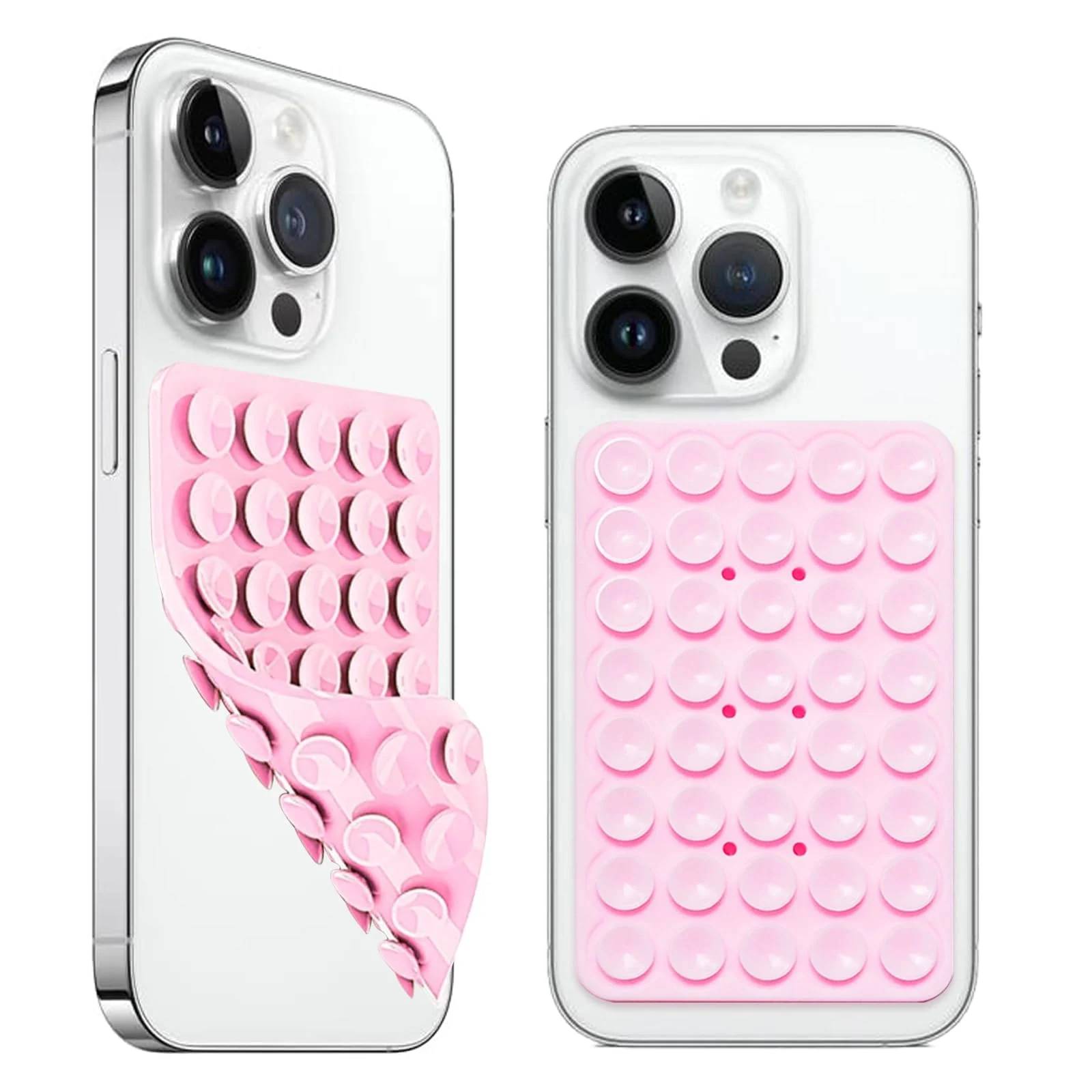 DL3 Mobilak Silicone Suction Cup Phone Case Mount Double Sided, Phone Accessories Hands-Free Strong Grip Holder for Selfies and Videos, Silicon Phone Stand for iPhone and Android - A. Light Pink