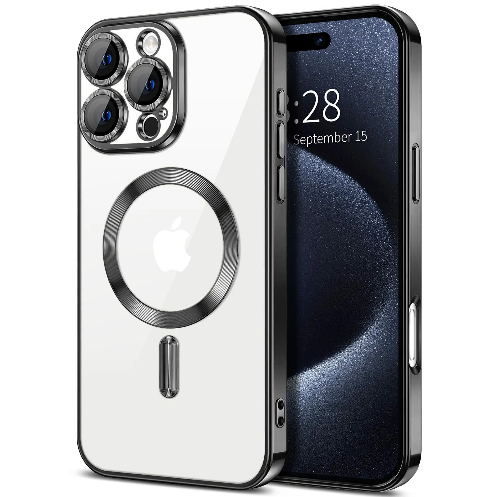 DL3 Mobilak Plated-Edge Protective Case for iPhone 16 Pro 6.3-Inch, Compatible with MagSafe accessories, Supports wireless charging, Shock-absorbing protection - Black