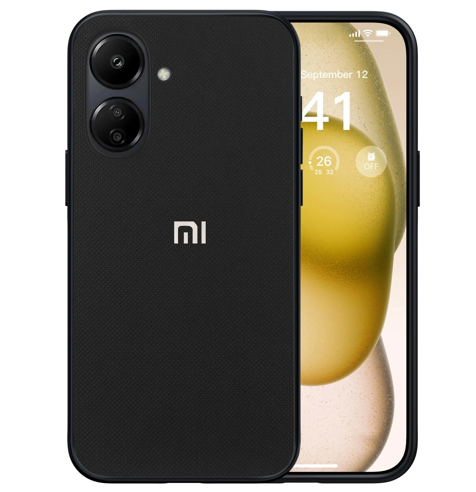 Dl3 Mobilak Compatible with Xiaomi Redmi 13C 4G / Poco C65 Case Dual Layer Heavy Duty Cell Phone Protective Cover Shockproof Rugged with Non-Slip Textured - Black