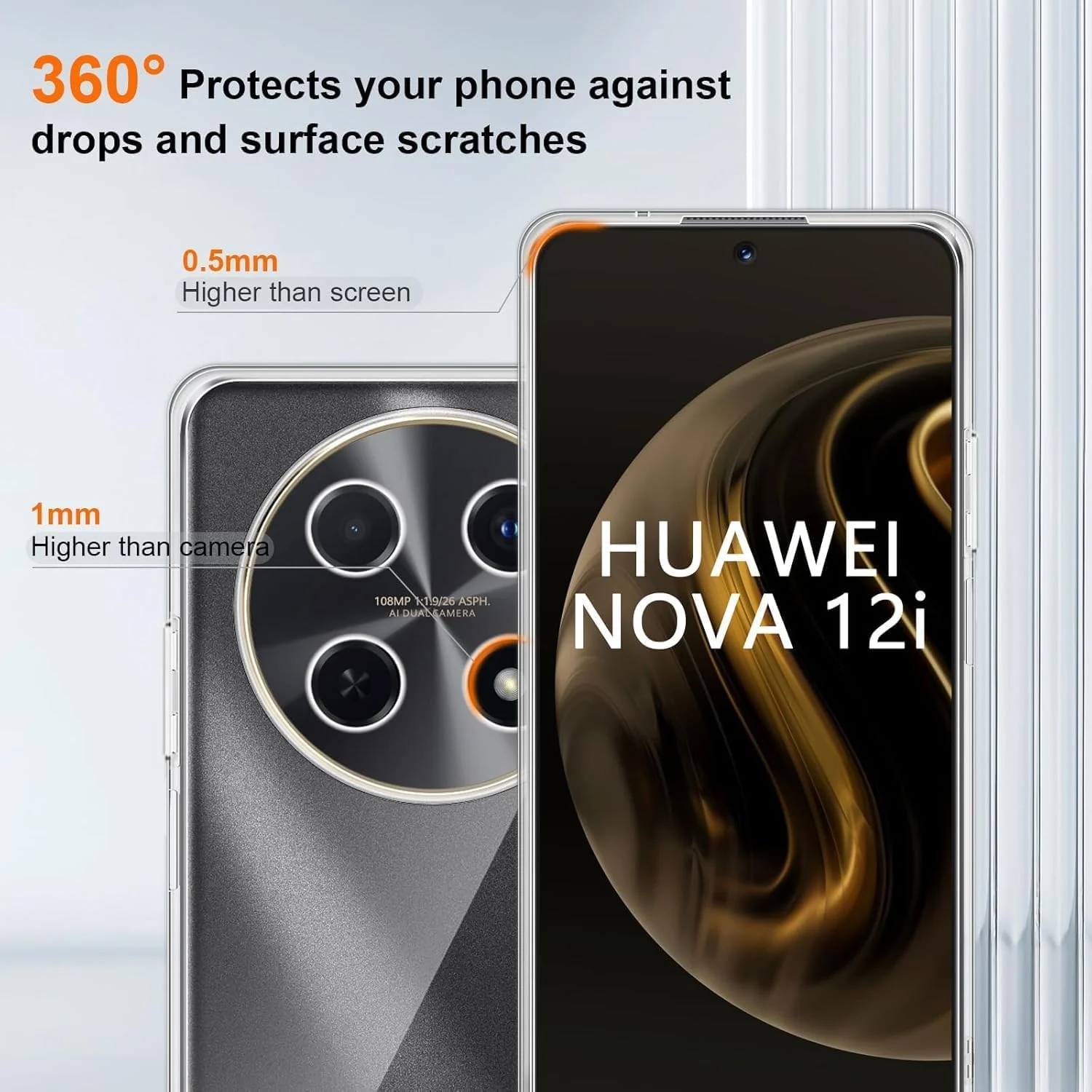 Mobigon Case Compatible with Huawei Nova 12i, Case Crystal Soft TPU Gel Case Flexible Silicone Anti-Scratch Camera Protection TPU Cover - Clear