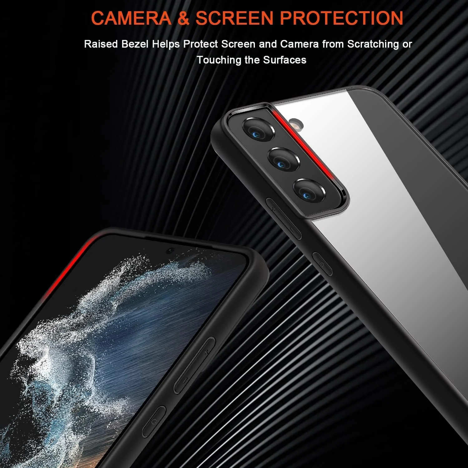 DL3 Mobilak Clear TPU Case for Samsung Galaxy S21 + Plus 5G, Supports wireless charging, Shock-absorbing protection, Non-slip grip - Black