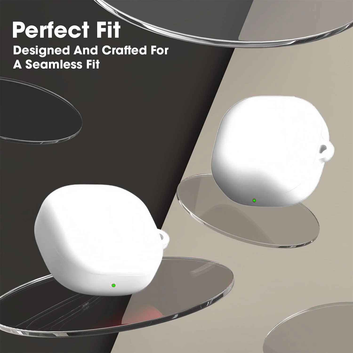 DL3 Mobilak Compatible with Samsung Galaxy Buds 2 pro/Buds 2 / Buds Pro/Galaxy Buds Live Cover, Soft Silicone Shockproof Protective Earbuds with Carabiner, Front LED Visible - White