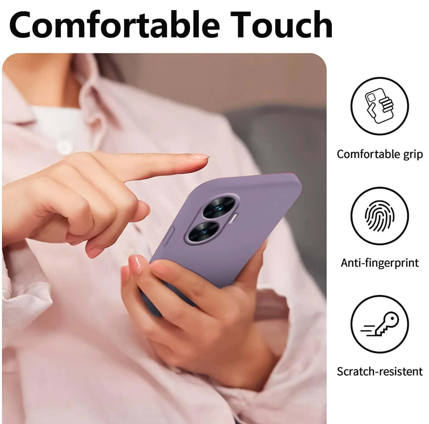 DL3 Mobilak Soft Silicone Protective Case for realme C55 / realme Narzo N55 with Microfiber Lining and Shockproof Design - Lavender