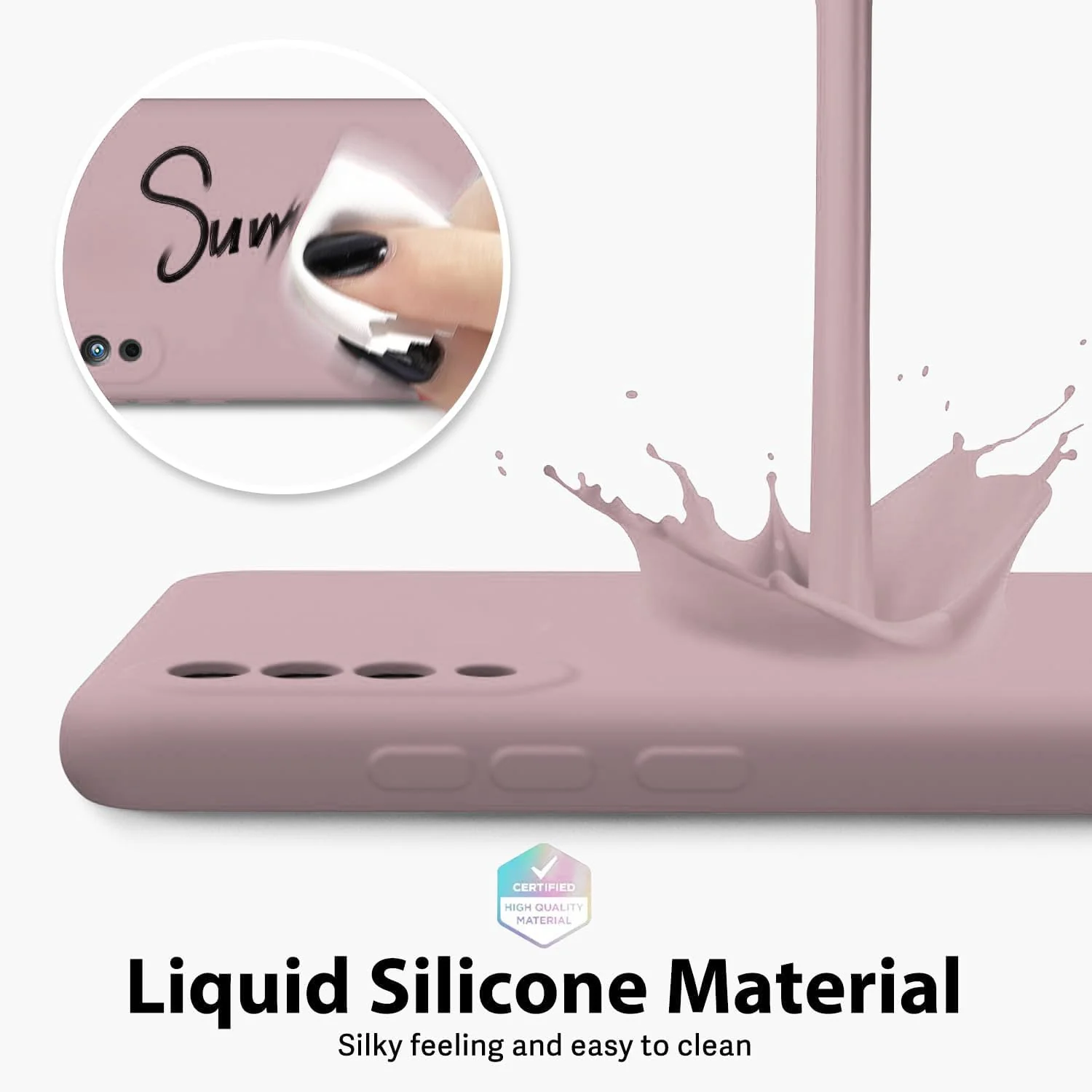 DL3 Mobilak Liquid Silicone Protective Case with Soft Microfiber Lining with Full Camera Protection for Xiaomi Mi 9 - Cashmere
