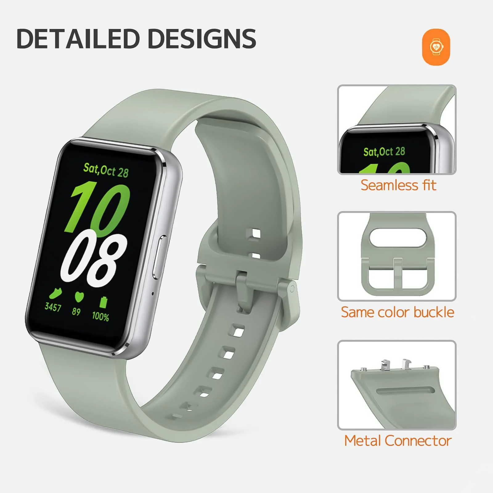 DL3 MOBILAK Silicone Bracelet for Samsung Galaxy Fit 3 Strap, Soft Silicone Sport Replacement Strap For Women/Men, Adjustable Waterproof Sports Band - Light Green