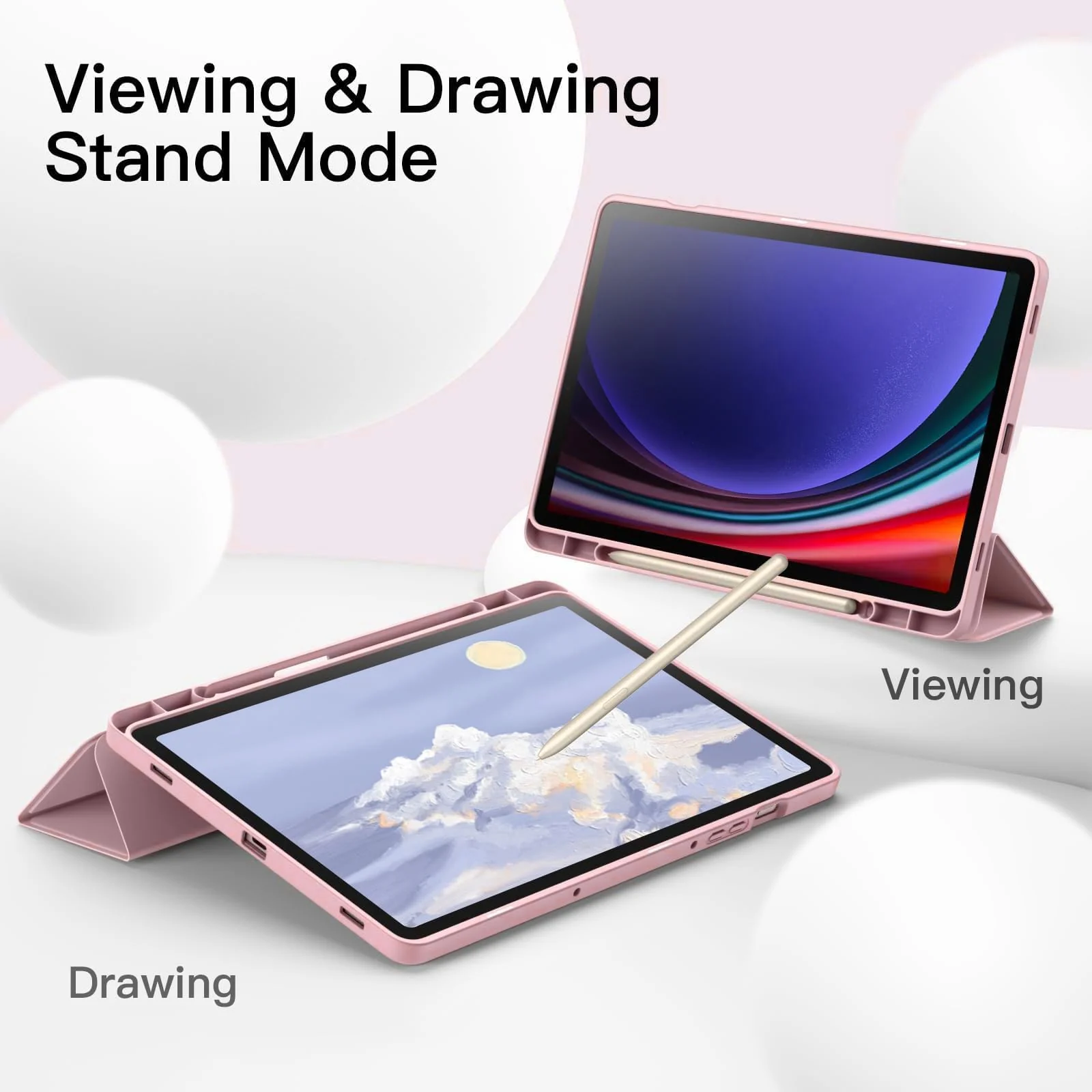 DL3 Mobilak Xiaomi Redmi Pad Pro 12.1 Inch 2024 Tablet Cover Case with Pencil Holder, Soft TPU Back Trifold Stand Protective Smart Cover Flip, Auto Wake&Sleep - Rose Gold