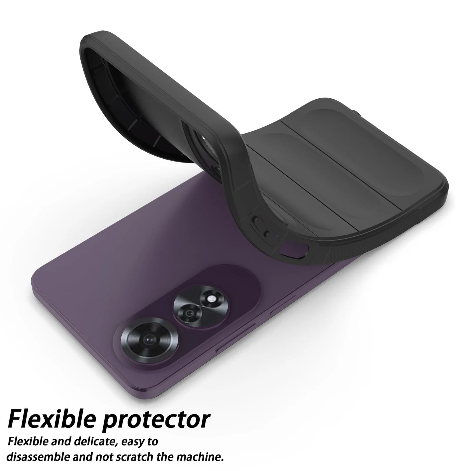 DL3 Mobilak Soft Silicone Protective Case for OPPO A60 4G with Camera Protection and Shockproof Design - Black