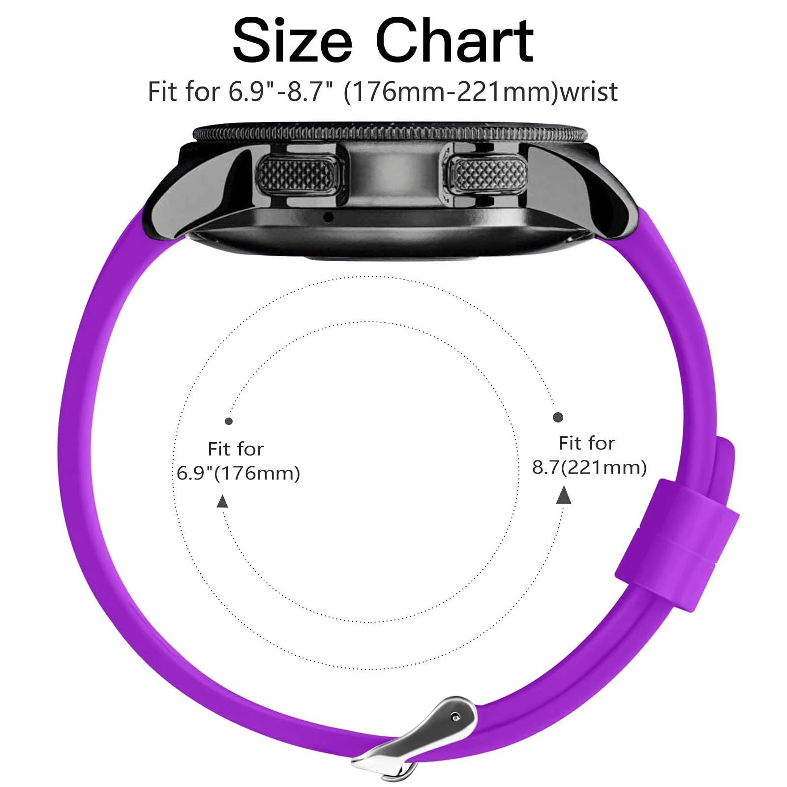 DL3 Mobilak Silicone Sport Band 22MM Xiaomi Redmi Watch 5 Active/5 Lite/Samsung Galaxy Watch 46mm/Watch 3 45mm/Gear S3/Huawei watch (GT6 GT5 GT4 GT3 GT2 GT 46MM)/GT2E/GT5 Pro/GT 6 Pro/Amazfit GTR 3/4 - Purple
