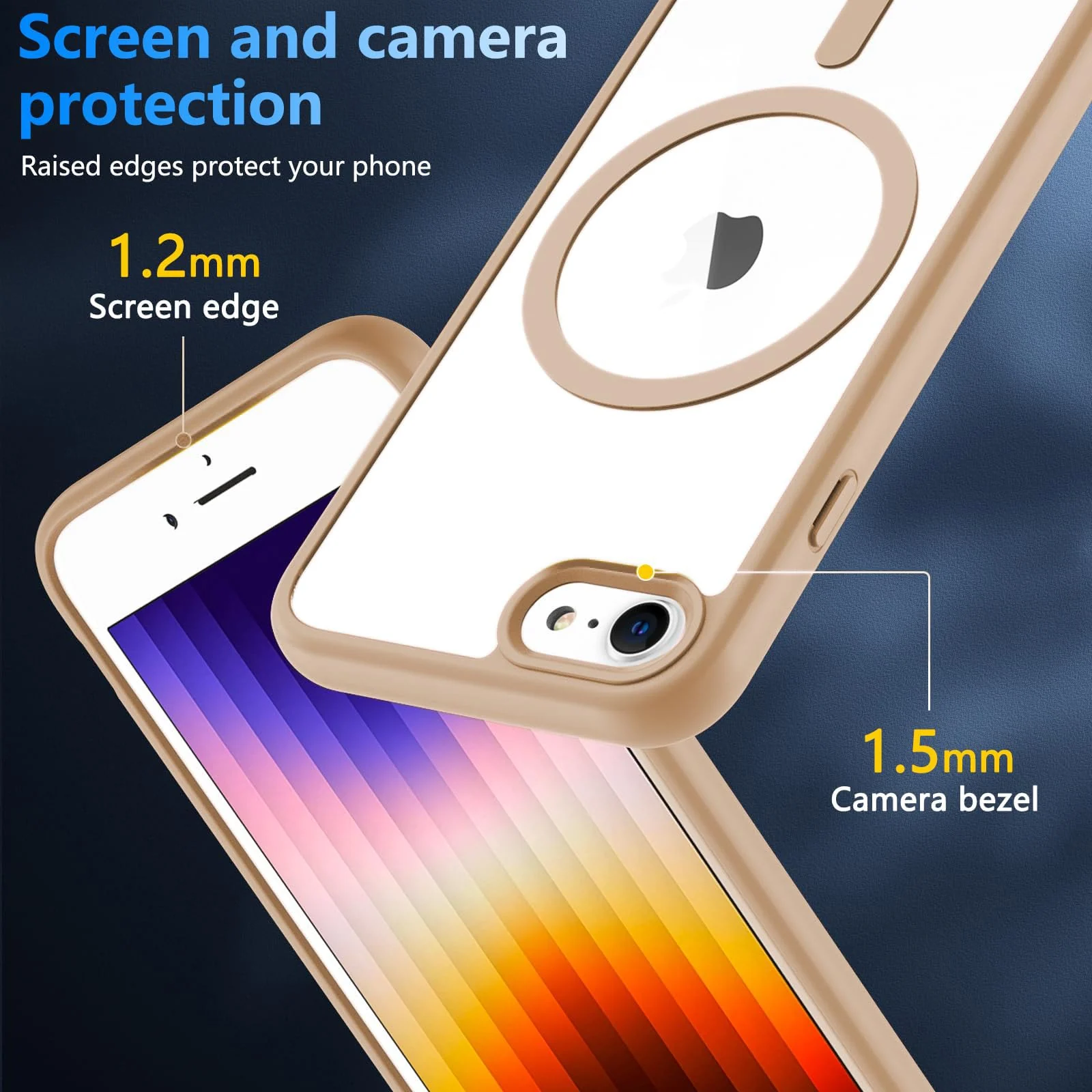DL3 Mobilak Magnetic Case for iPhone 7 Plus/iPhone 8 Plus,[Wireless Charging] [Compatible with MagSafe] No Yellowing and Military Drop Protection, Transparent Phone Case Cover - Desert