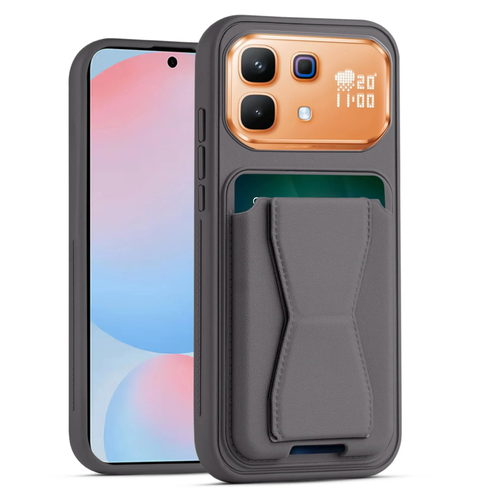Dl3 Mobilak Leather Wallet Case Compatible with Infinix Note 60 Pro, Leather Back Cover With TPU Frame, Shockproof Protective Phone Case with Card Holder Stand - Brown