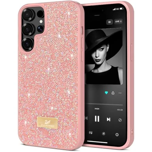 DL3 MOBILAK Case For Samsung Galaxy S25 Ultra Case Glitter, Sparkle Diamond Crystal Bling with Bling, Thin Lightweight Full Body Shockproof Anti-Scratch Protective Cover - Orange