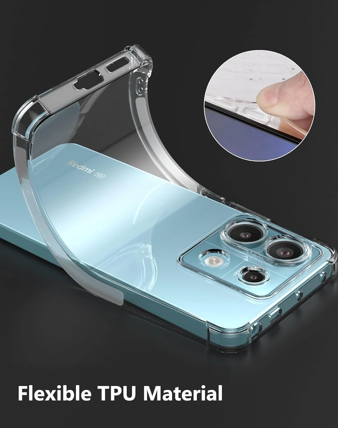 DL3 Mobilak Clear TPU Case for Xiaomi Redmi Note 13 4G, Camera protection, Shock-absorbing protection, Scratch-resistant surface - Clear