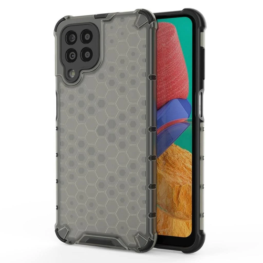DL3 Mobilak Honeycomb Protective Case for Samsung Galaxy M33 5G, Shock-absorbing protection, Transparent design, Slim, lightweight profile - Black