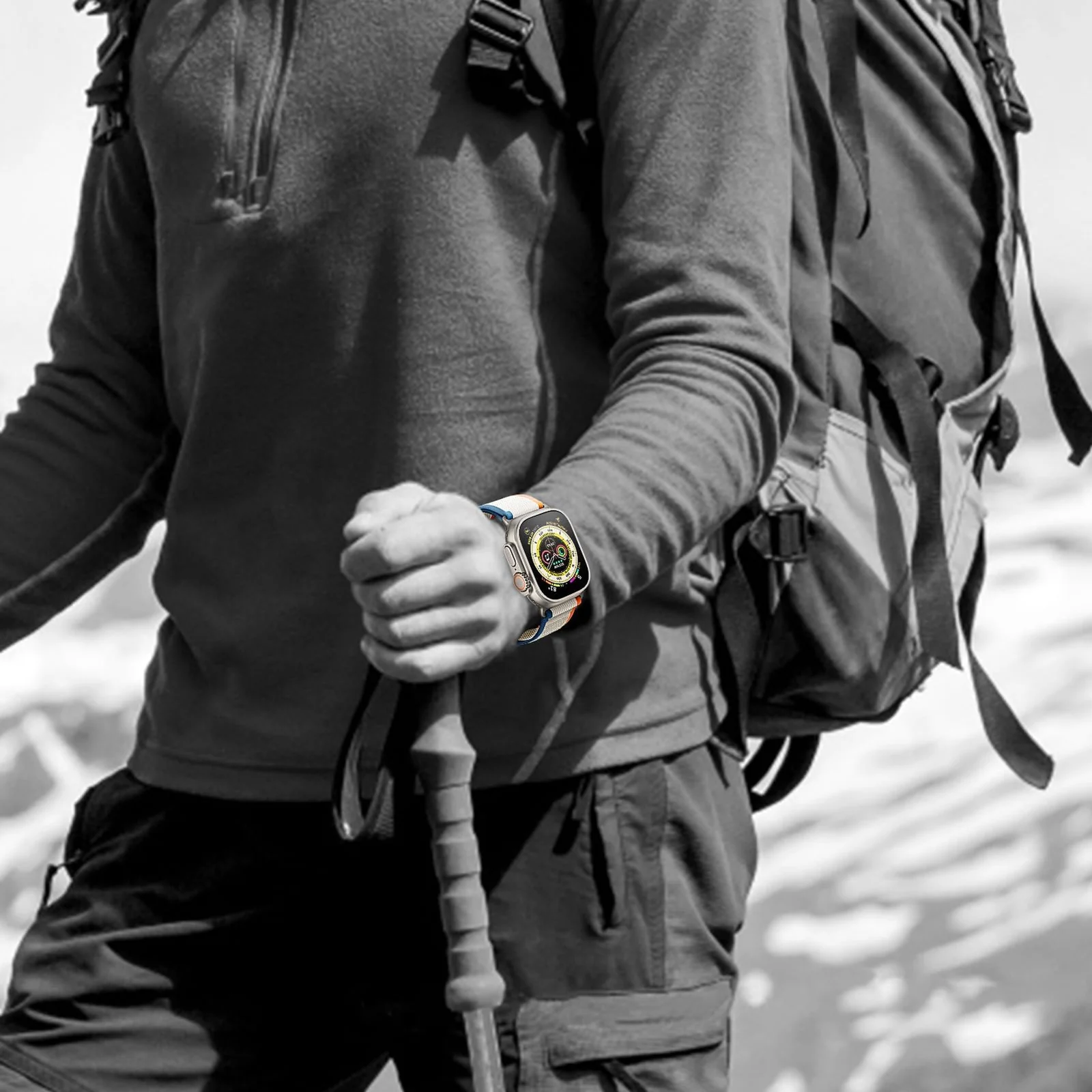 DL3 Mobilak Trail Loop Strap for Apple Watch Ultra Band 49mm 45mm 44mm 42mm iWatch Ultra Band Men Women, Rugged Sport Strap Soft Nylon Wristband for iWatch Ultra 2 Bands Series 9 8 7 6 5 4 3 2 1 SE - A.Orange Beige