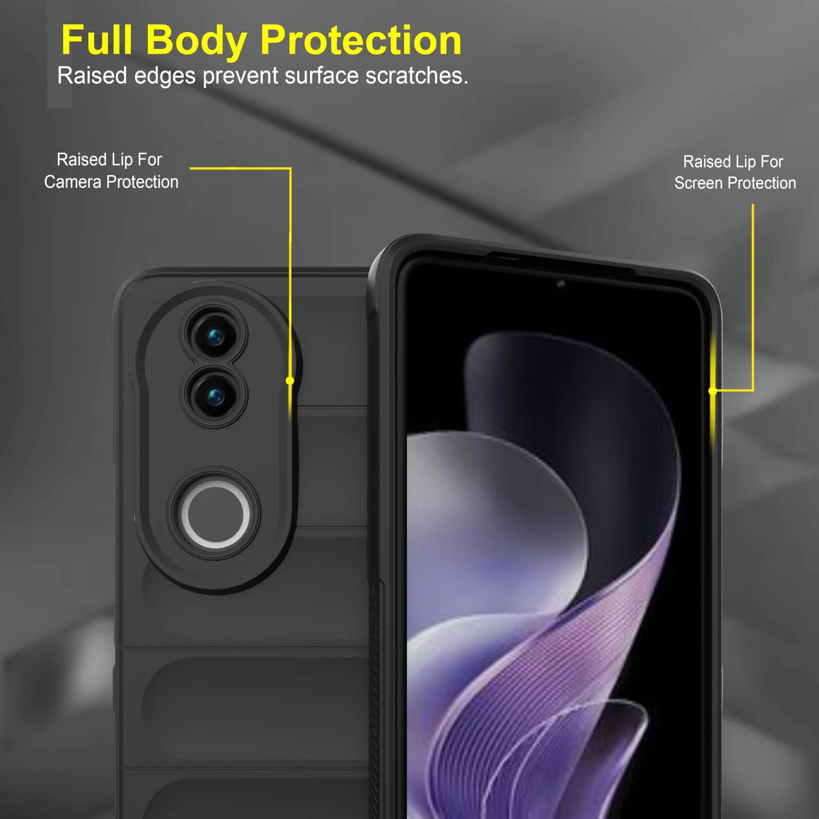 DL3 Mobilak Silicone Case for Vivo V50 5G / Vivo V50E Heavy Duty Protective [Slim Fit] Shockproof Soft Protective Design Shock-Absorption TPU Cover With Camera Protection - Black