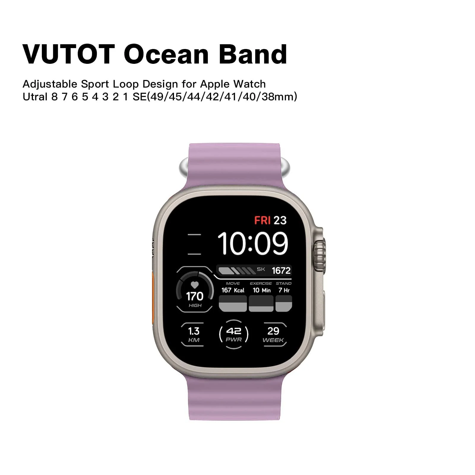 DL3 Mobilak Ocean Band For Apple Watch Ultra 49mm 45mm 44mm 42mm, Waterproof Soft Silicone Sport Wristbands Replacement Strap iWatch Ultra SE 8 7 6 5 4 3 2 1 (Lilac, 42MM/44MM/45MM/49MM) - Lilac Purple