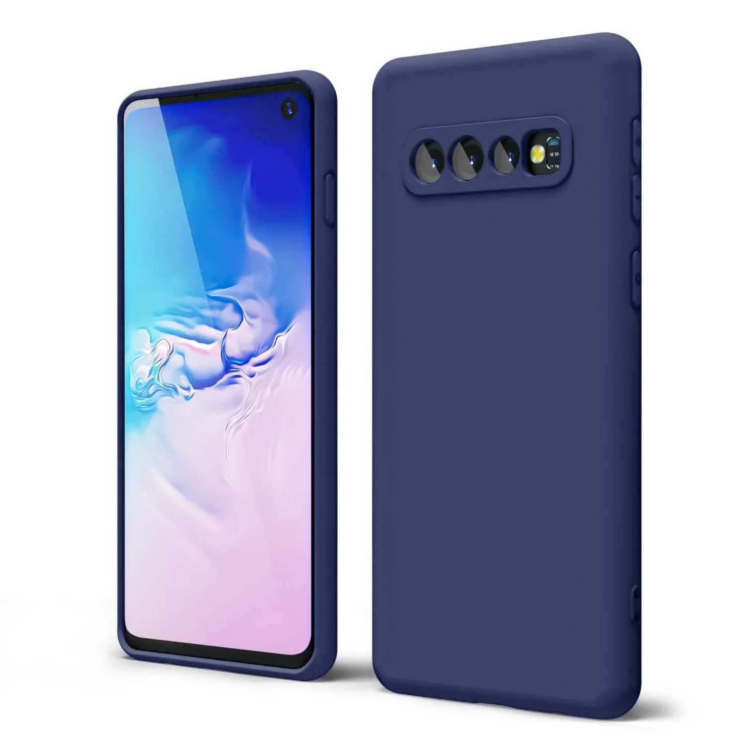 DL3 Mobilak Liquid Silicone Protective Case with Soft Microfiber Lining with Full Camera Protection for Samsung Galaxy S10 - Blue 2