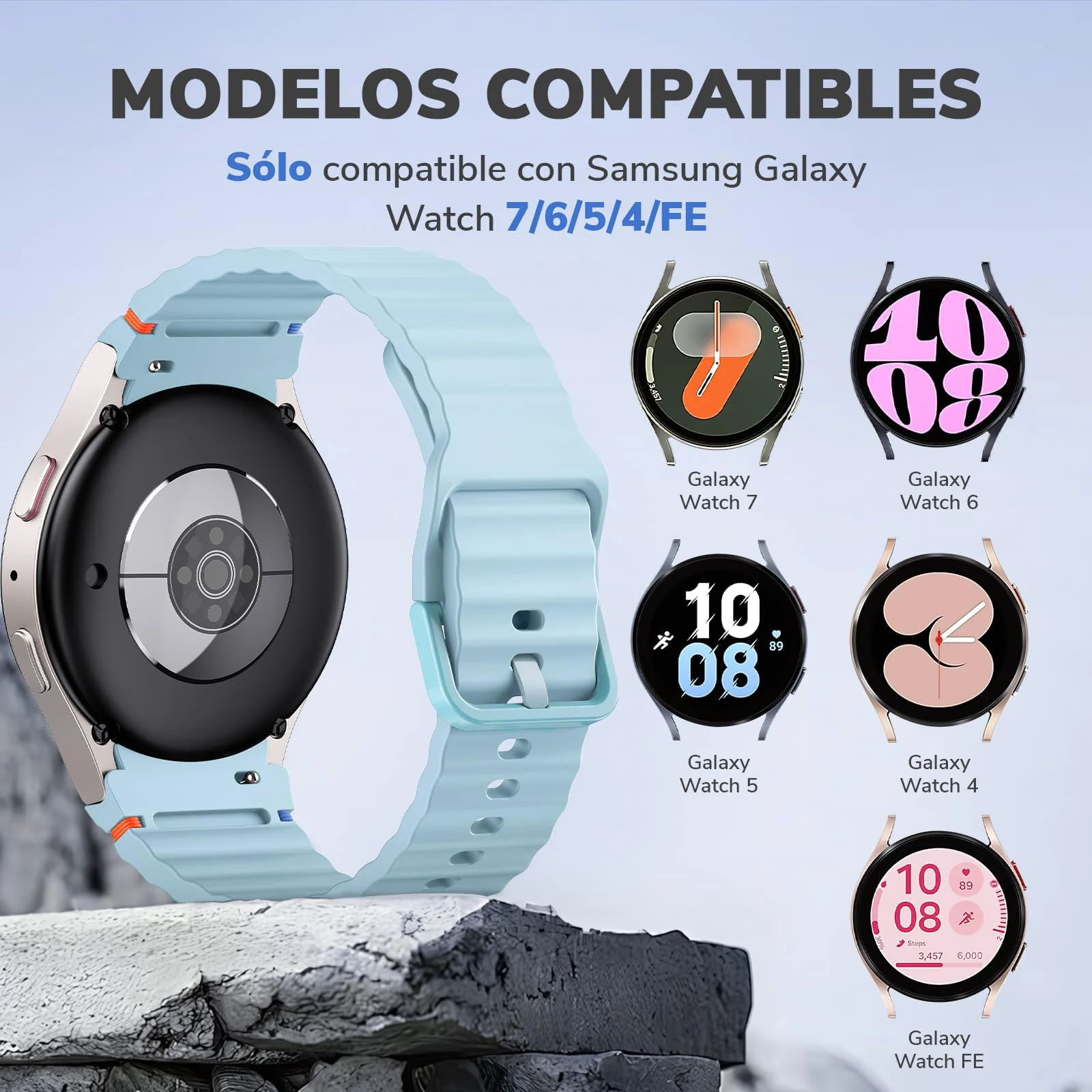 DL3 Mobilak No Gap Sport Bands For Samsung Galaxy Watch 7 6 5 4 FE Strap 40mm 44mm, Soft Silicone Sport Band for Galaxy Watch 6 Classic Straps 47mm 43mm/Galaxy Watch 5 Pro/Watch 4 Classic 42mm 46mm for Men Women - Turquoise