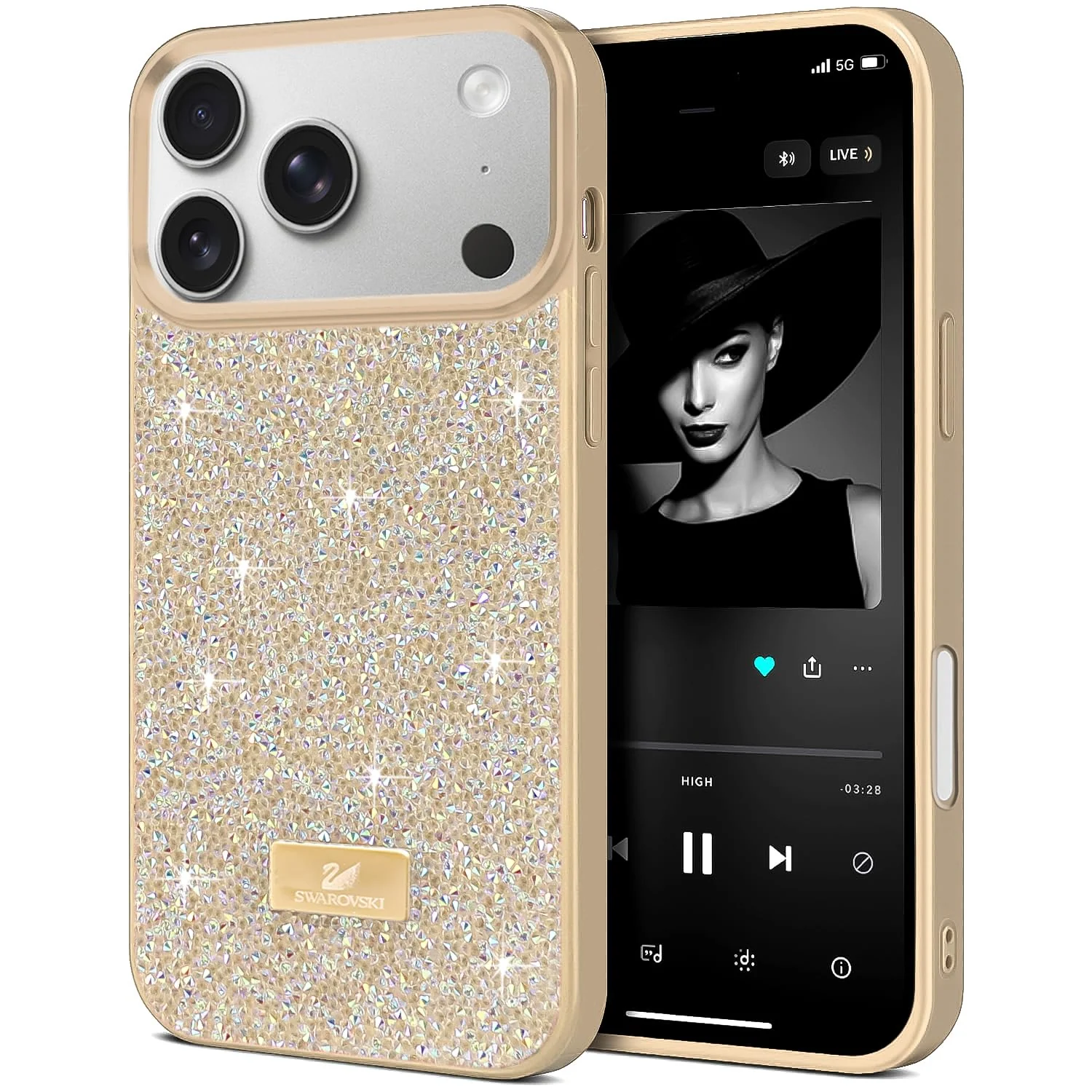 DL3 Mobilak Glitter Protective Case for iPhone 17 Pro Max 6.9-Inch, Supports wireless charging, Shock-absorbing protection, Scratch-resistant surface