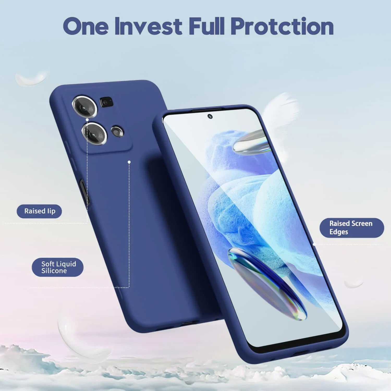 DL3 Mobilak Liquid Silicone Protective Case with Soft Microfiber Lining with Full Camera Protection for OPPO Reno 8 4G / Reno 7 4G / F21 Pro 4G / F21S Pro 4G - Blue 1