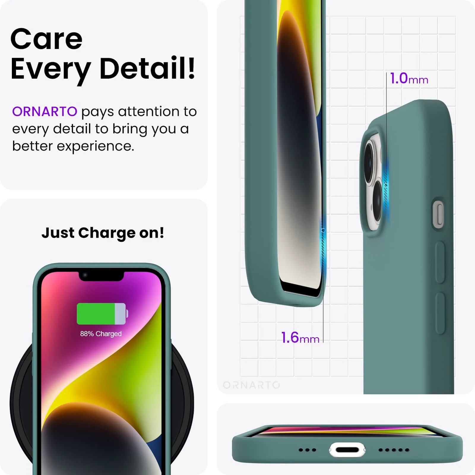 DL3 Mobilak Liquid Silicone Protective Case with Soft Microfiber Lining for iPhone 14 (6.1 Inch) - Pine Green
