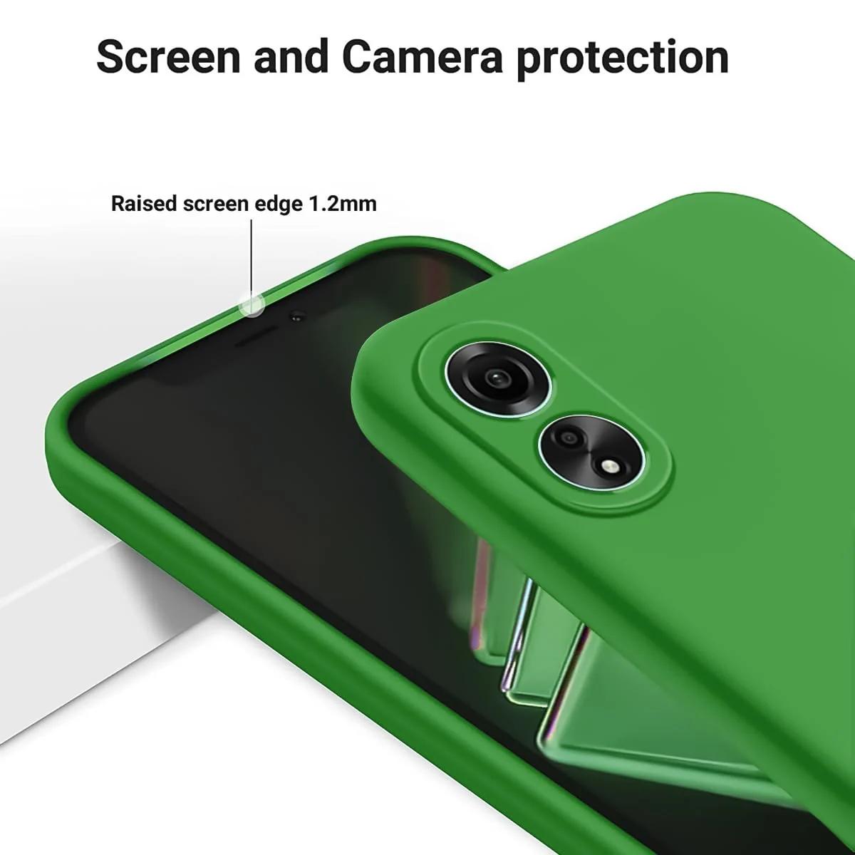 DL3 Mobilak Soft Silicone Protective Case for OPPO A18 with Microfiber Lining and Shockproof Design - Neon Green